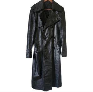 Leather Trench Coat 70s Vintage Women's size Medium